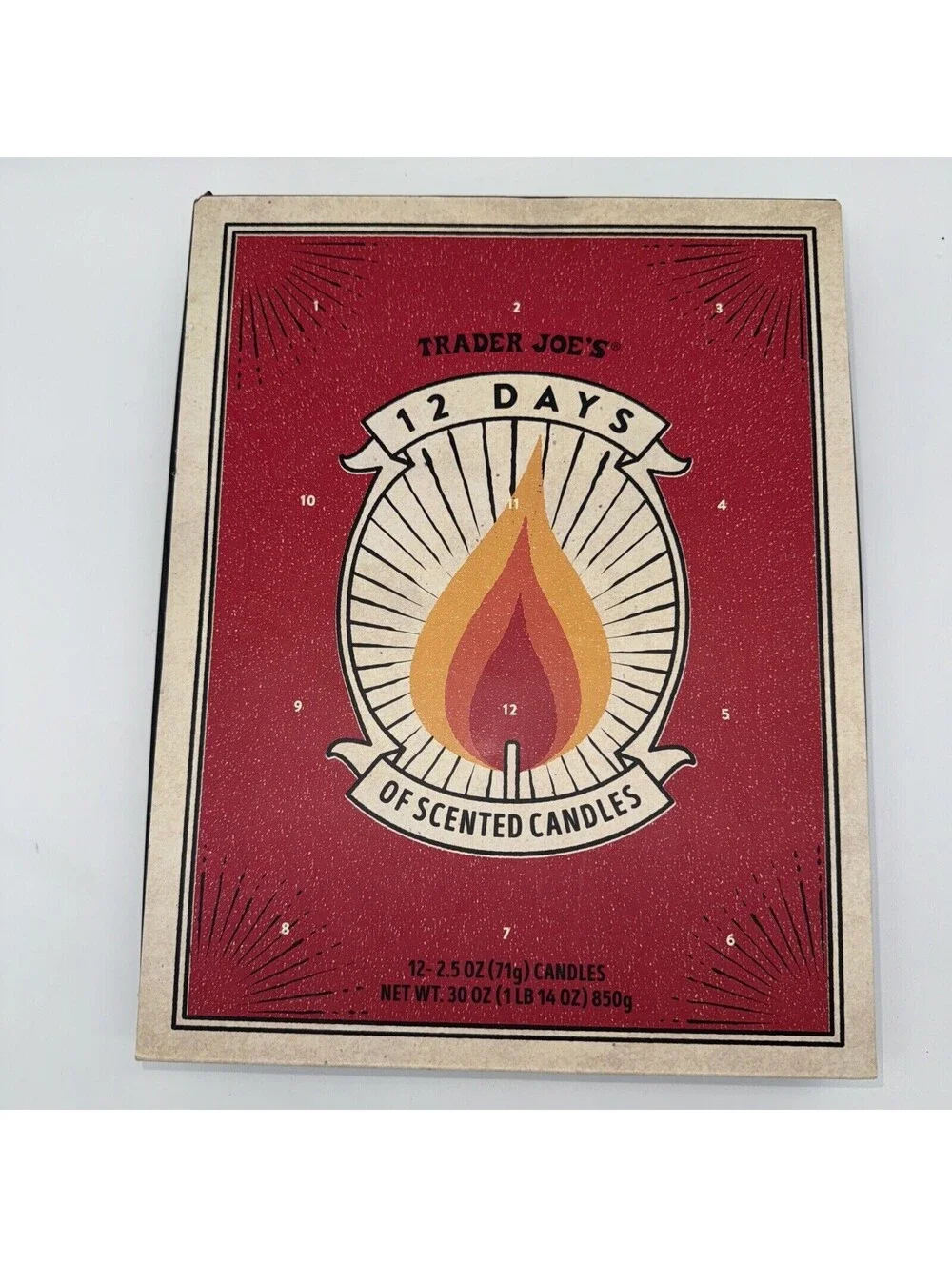 NEW Trader Joe's 12 Days Of Scented Candles Advent Christmas Holiday 2.5 Oz 10hr